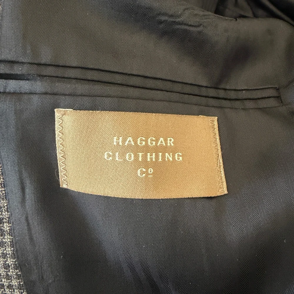 Haggar Mens 42 Windowpane Sport Coat Blazer Wool Blend Made USA Preppy Vintage